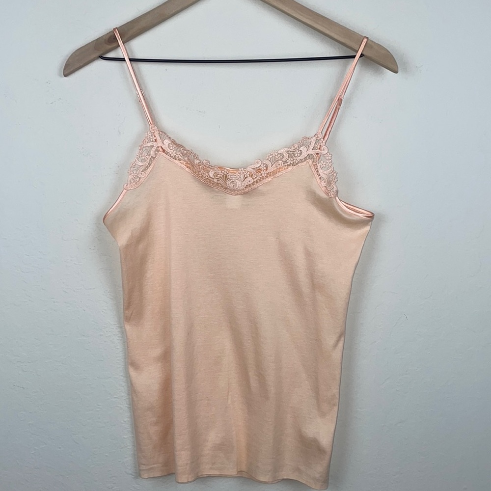 Hanro Light Peach Lace Trim Cami Sz Med